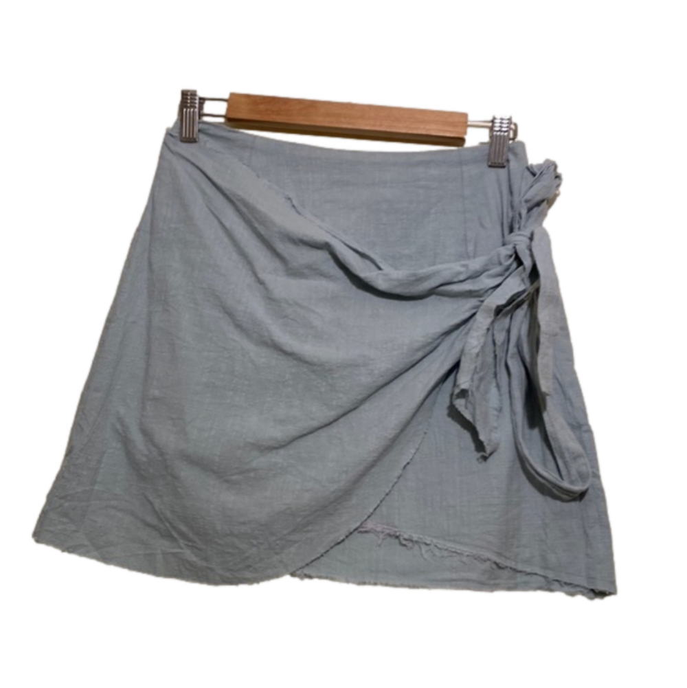 Showpo mint blue cotton mini wrap skirt .Size 4